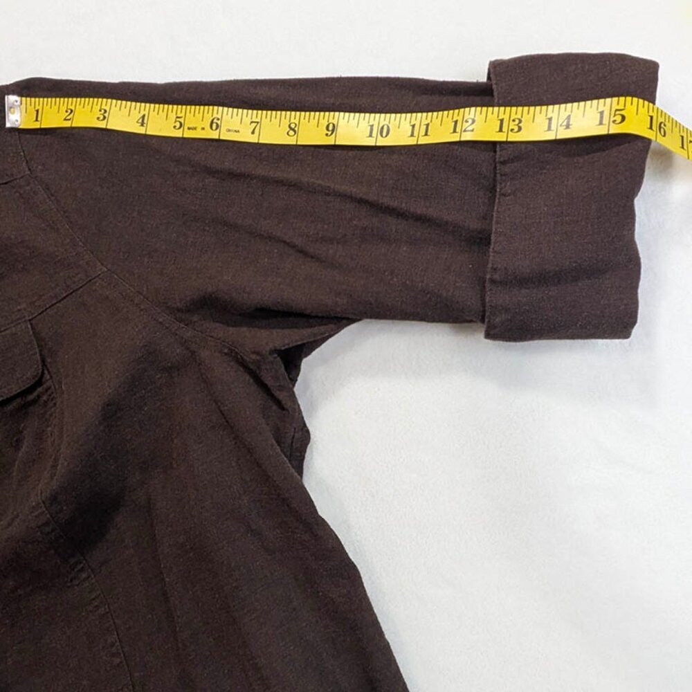 CJ Banks Top Womens 2X Brown Linen Shacket Career Capsule Minimalist Utility - Picture 10 of 13